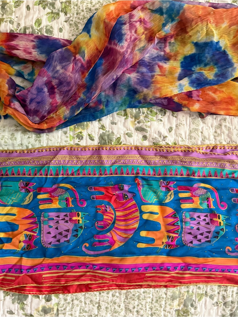 Vintage scarves. 2-for-1. Soft chiffon fabric.